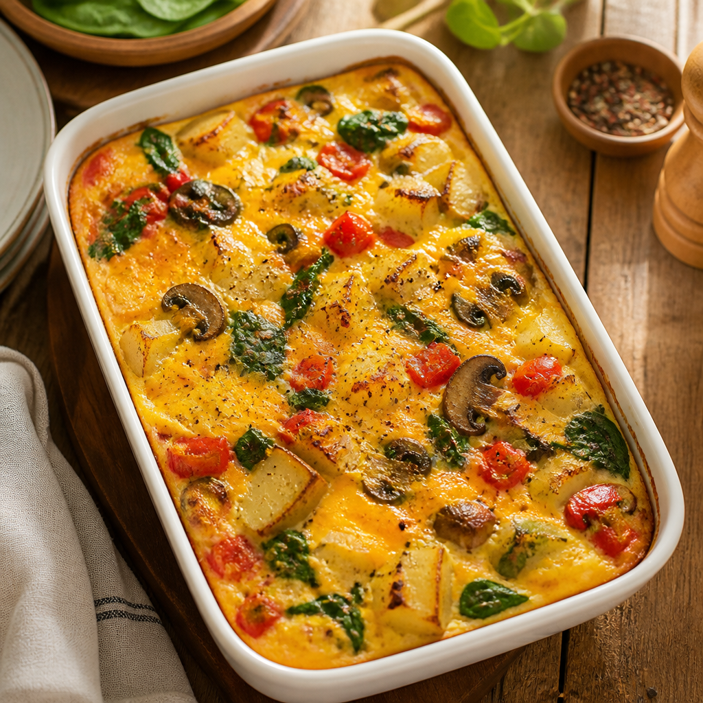 Einfacher vegetarischer Frühstücksauflauf