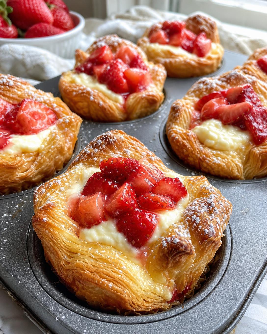 Erdbeer-Cheesecake-Croissant-Cups