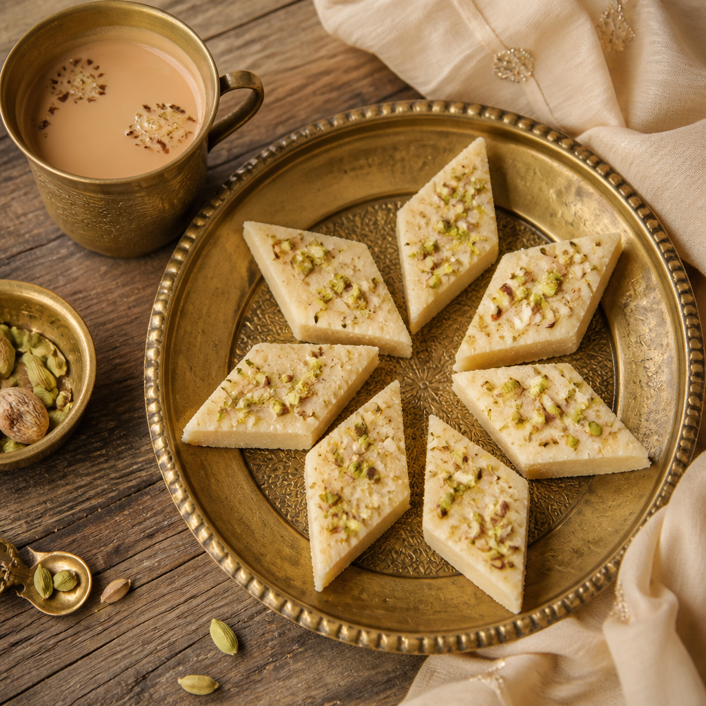 Indian Barfi with Cardamom and Pistachios