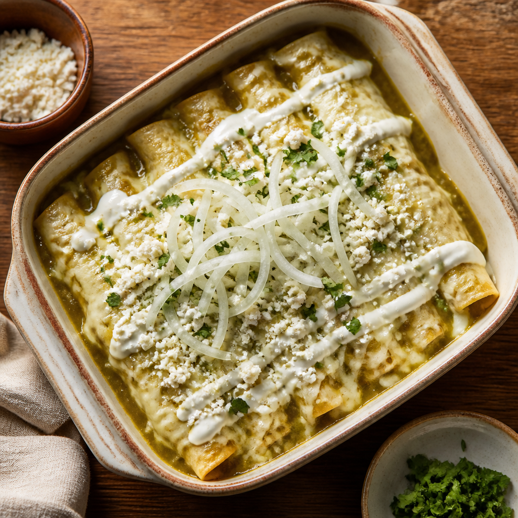 Mexican Chicken Enchiladas with Salsa Verde