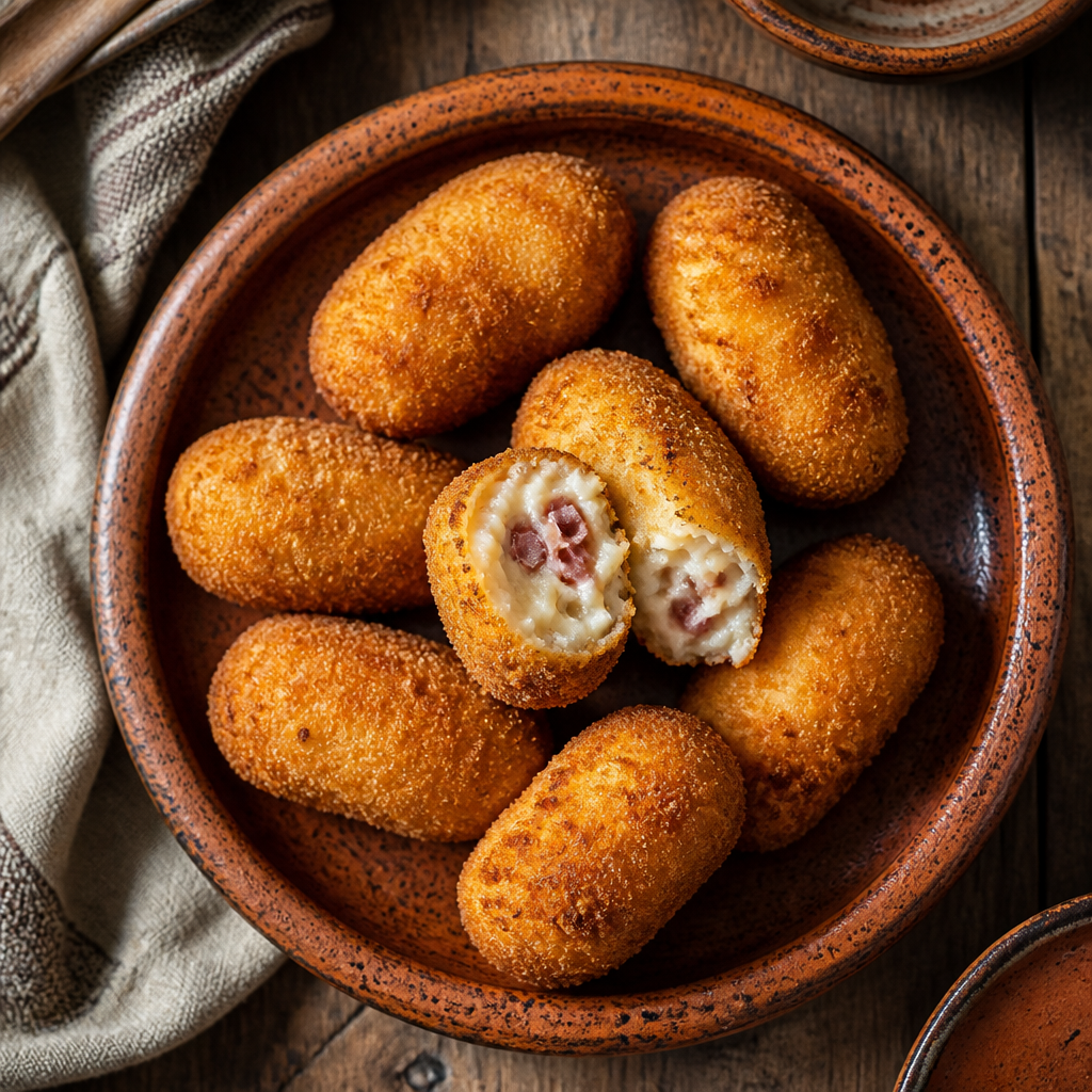 Croquettes espagnoles au jambon serrano, fondantes et croustillantes