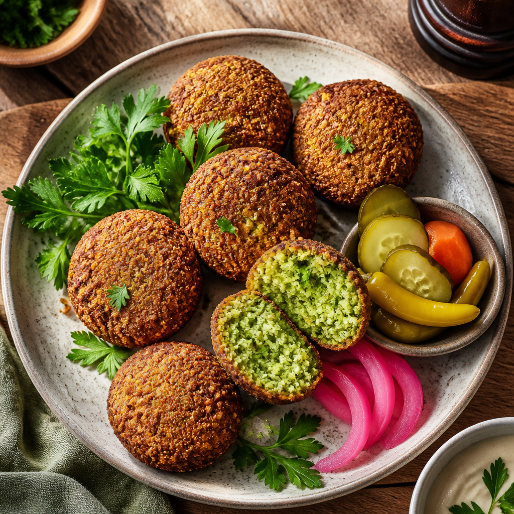 Falafel crujiente de garbanzos y hierbas